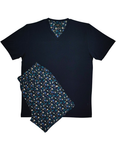 JULIPET PIGIAMA UOMO SCOLLO V MANICA CORTA E...