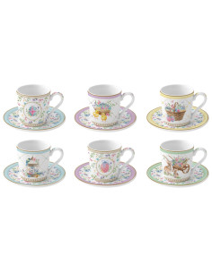 EASY LIFE SET 6 TAZZE CAFFÈ CON PIATTINO 100 ML - SPRING...