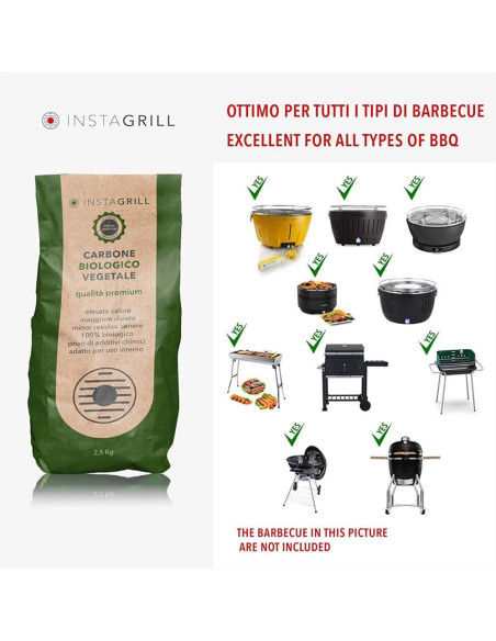 CARBONE BIOLOGICO VEGETALE 2.5KG - INSTAGRILL