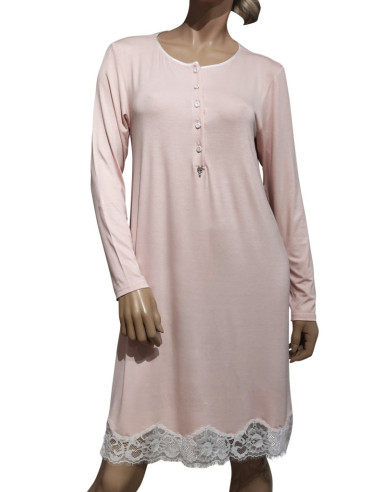 AMADINE CAMICIA DA NOTTE DONNA MANICA LUNGA A...