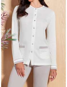 QBO PIGIAMA DONNA APERTO MANCIA LUNGA E PANTALONE LUNGO... 2