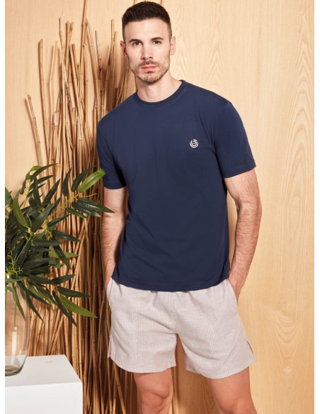 QBO PIGIAMA UOMO GIROCOLLO MEZZA MANICA E PANTALONE CORTO