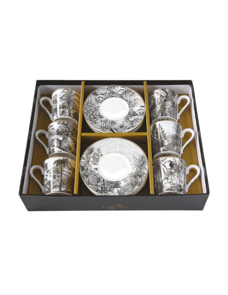 EASY LIFE SET 6 TAZZE CAFFÈ CON PIATTINO 100 ML - RETRO JUNGLE
