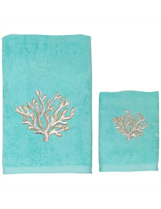 DEA COPPIA ASCIUGAMANI VISO E OSPITE IN SPUGNA RICAMATA -...