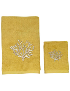 DEA COPPIA ASCIUGAMANI VISO E OSPITE IN SPUGNA RICAMATA -... 2