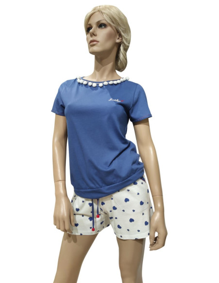 AMADINE PIGIAMA DONNA GIROGOLA, MEZZA MANICA E PANTALONCINO