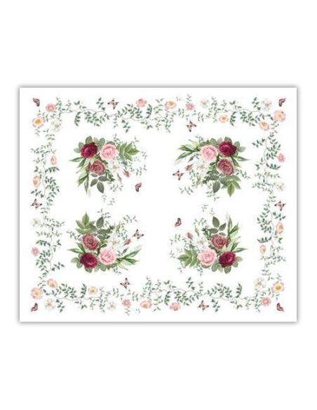 ANNAMARIA TOVAGLIA RETTANGOLARE STAMPATA IN COTONE - ENGLISH GARDEN