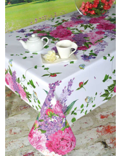 ANNAMARIA TOVAGLIA RETTANGOLARE STAMPATA IN COTONE - PEONIE