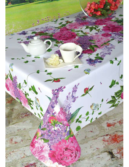 ANNAMARIA TOVAGLIA RETTANGOLARE STAMPATA IN COTONE - PEONIE