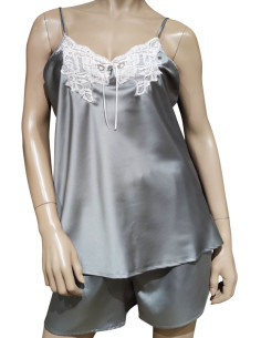 AMADINE BABY DOLL SPALLA STRETTA E PANTALONCINO IN RASO 2