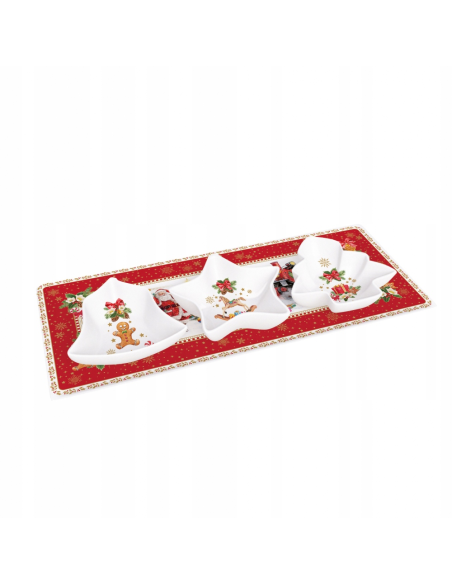 EASY LIFE SET APERITIVO 3 CIOTOLINE SU VASSOIO 36X16 CM - CHRISTMAS MEMORIES