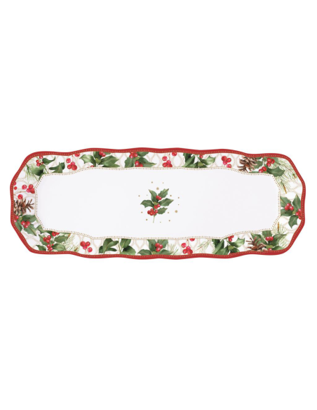 EASY LIFE PIATTO RETTANGOLARE 37 X 14 CM - CHRISTMAS BERRIES