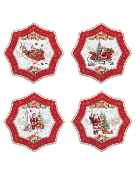 EASY LIFE SET 4 PIATTINI DESSERT 16 CM - CHRISTMAS MEMORIES