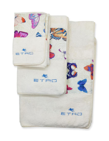 ETRO COMPLETO BAGNO 5 PEZZI TELO DOCCIA 2 ASCIUGAMANI VISO E 2 ASCIUGAMANI OSPITE