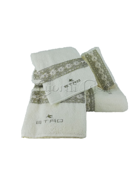 ETRO COMPLETO BAGNO 6 PEZZI IN SPUGNA DI COTONE RICAMATA