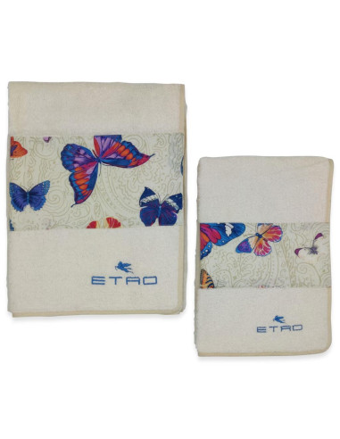 ETRO SET 2 ASCIUGAMANI VISO E OSPITE IN SPUGNA