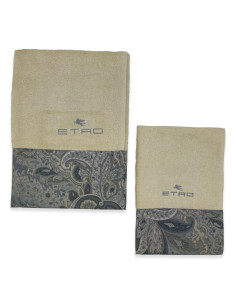 ETRO SET 2 ASCIUGAMANI VISO E OSPITE IN SPUGNA DI COTONE