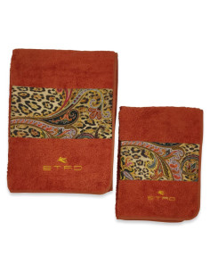 ETRO SET 2 ASCIUGAMANI VISO E OSPITE IN SPUGNA DI COTONE