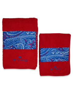 ETRO SET 2 ASCIUGAMANI VISO E OSPITE IN SPUGNA DI COTONE