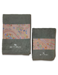 ETRO SET 2 ASCIUGAMANI VISO E OSPITE IN SPUGNA DI COTONE