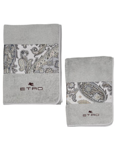 ETRO SET 2 ASCIUGAMANI VISO E OSPITE IN SPUGNA DI COTONE...