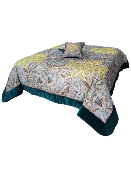 ETRO TRAPUNTA MATRIMONIALE IN VELLUTO CON 2 CUSCINI ARREDO