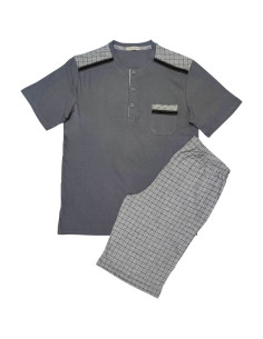 MANAM PIGIAMA UOMO SERAFINO MEZZA MANICA E BERMUDA IN COTONE