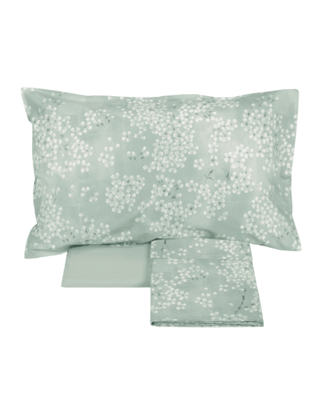 FAZZINI COMPLETO LENZUOLA COPRILETTO MATRIMONIALE IN PERCALLE - KIMONO