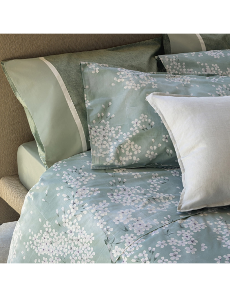 FAZZINI COMPLETO LENZUOLA COPRILETTO MATRIMONIALE IN PERCALLE - KIMONO