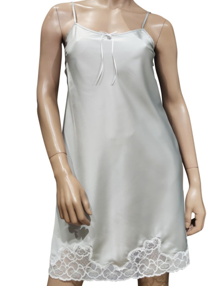 AMADINE COMPLETO LINGERIE DA DONNA VESTAGLIA E SOTTOVESTE IN RASO CON PIZZO