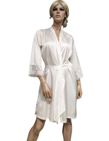 AMADINE COMPLETO LINGERIE DONNA VESTAGLIA E SOTTOVESTE IN RASO CON PIZZO