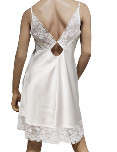 AMADINE COMPLETO LINGERIE DONNA VESTAGLIA E SOTTOVESTE IN RASO CON PIZZO