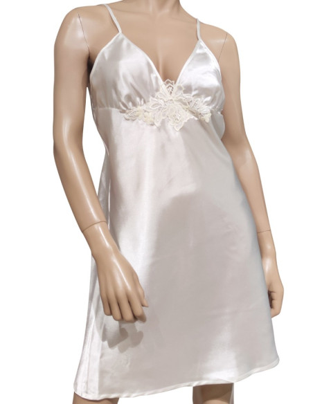 AMADINE COMPLETO LINGERIE DA DONNA VESTAGLIA E SOTTOVESTE IN RASO CON PIZZO