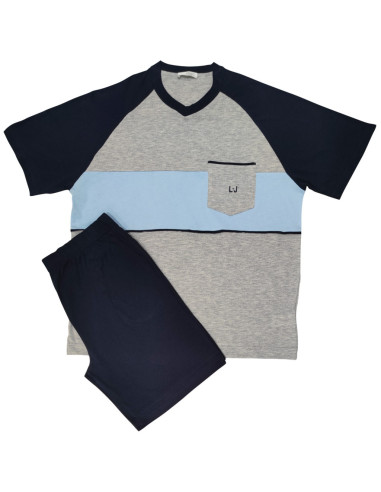 LIU JO PIGIAMA UOMO SCOLLO A V MEZZA MANICA E...