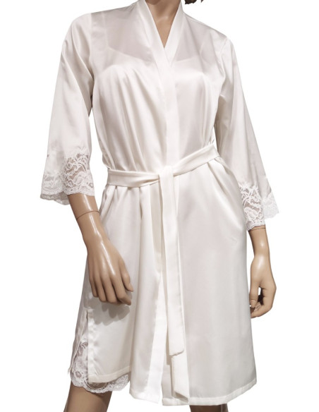 AMADINE COMPLETO LINGERIE DA DONNA VESTAGLIA E SOTTOVESTE IN RASO CON PIZZO