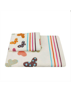 CA' D'ORO SET 2 ASCIUGAMANI IN SPUGNA DI COTONE - BUTTERFLY