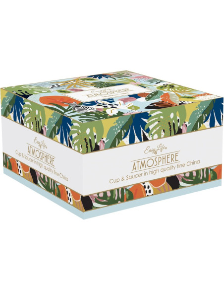 EASY LIFE TAZZA COLAZIONE CON PIATTINO 40  CL - TROPICAL VIBES