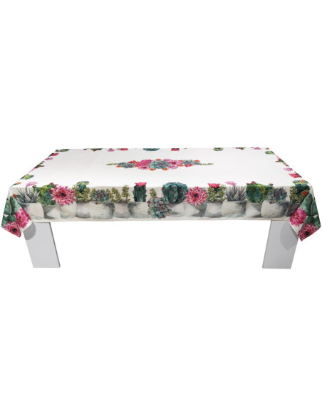 ANNAMARIA TOVAGLIA RETTANGOLARE STAMPATA IN COTONE - PIANTE GRASSE