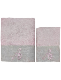 BIANCOPERLA SET 2 ASCIUGAMANI VISO E OSPITE CON INIZIALE...