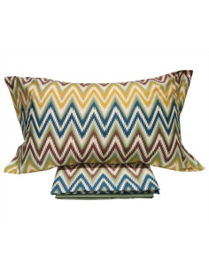 TAG COMPLETO LENZUOLA COPRILETTO 1 PIAZZA IN RASO - ZIG ZAG