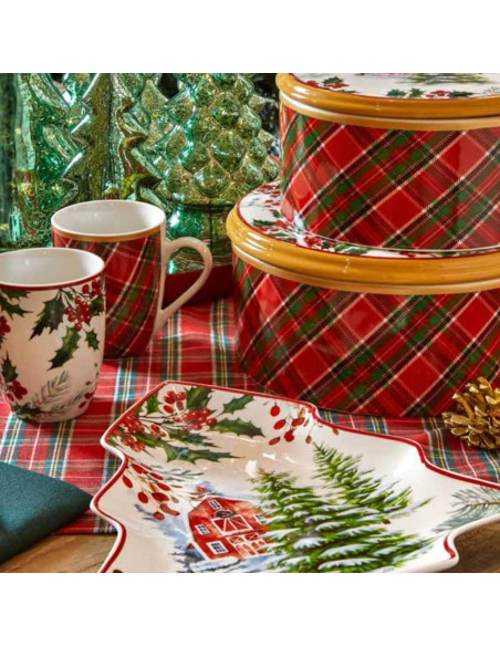 FADE SCATOLA NATALIZIA CON COPERCHIO 25XH10 CM - SCOTTISH