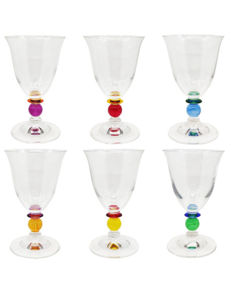 ONLYLUX SET 6 CALICI ACQUA 28 CL IN VETRO - ARLECCHINO