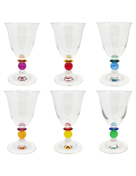 ONLYLUX SET 6 CALICI VINO 21 CL IN VETRO - ARLECCHINO