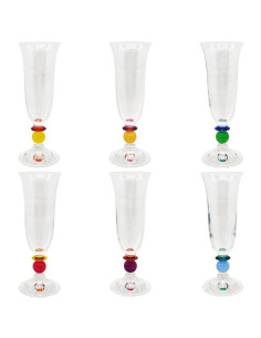 ONLYLUX SET 6 CALICI FLUT 15 CL IN VETRO - ARLECCHINO