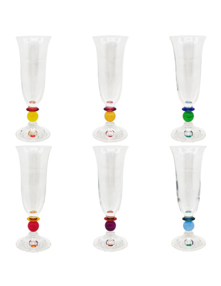 ONLYLUX SET 6 CALICI FLUT 15 CL IN VETRO - ARLECCHINO