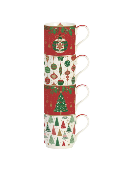 EASY LIFE SET 4 TAZZE MUG IMPILABILI 275 ML - JINGLE BELLS