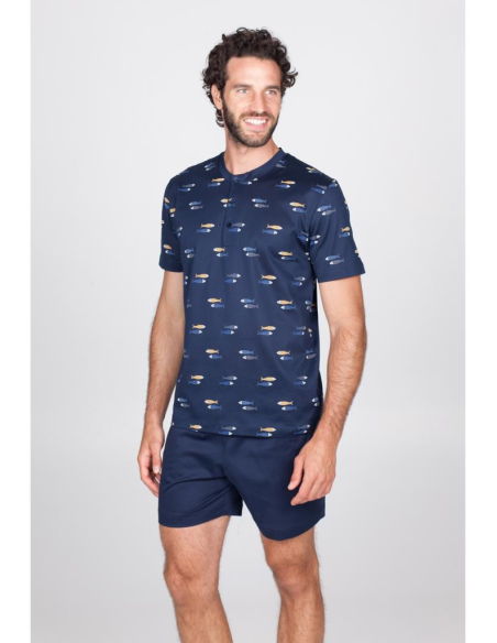 JULIPET PIGIAMA UOMO SERAFINO MEZZA MANICA E PANTALONCINO - FARO