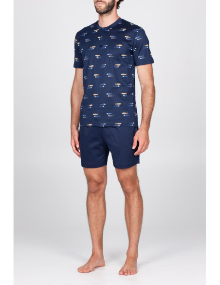 JULIPET PIGIAMA UOMO SERAFINO MEZZA MANICA E PANTALONCINO - FARO