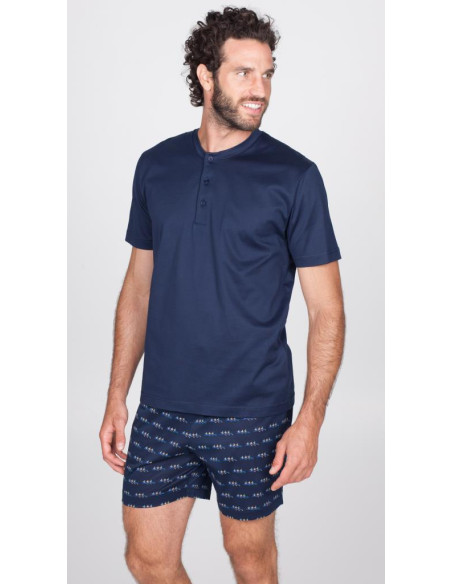 JULIPET PIGIAMA UOMO SERAFINO MEZZA MANCIA E PANTALONE CORTO - FASANO