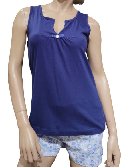 KICCHE YOUNG PIGIAMA DONNA SPALLA LARGHA E PANTALONCINO IN COTONE